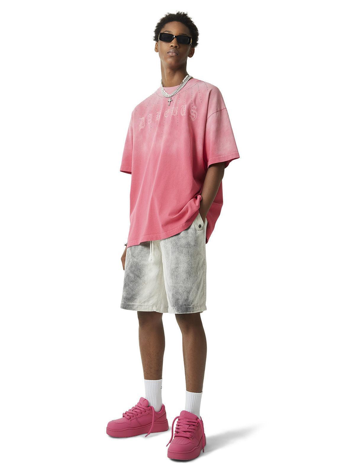 Tntwear Tie-dye Gradient Rivet Street Rap T-shirt