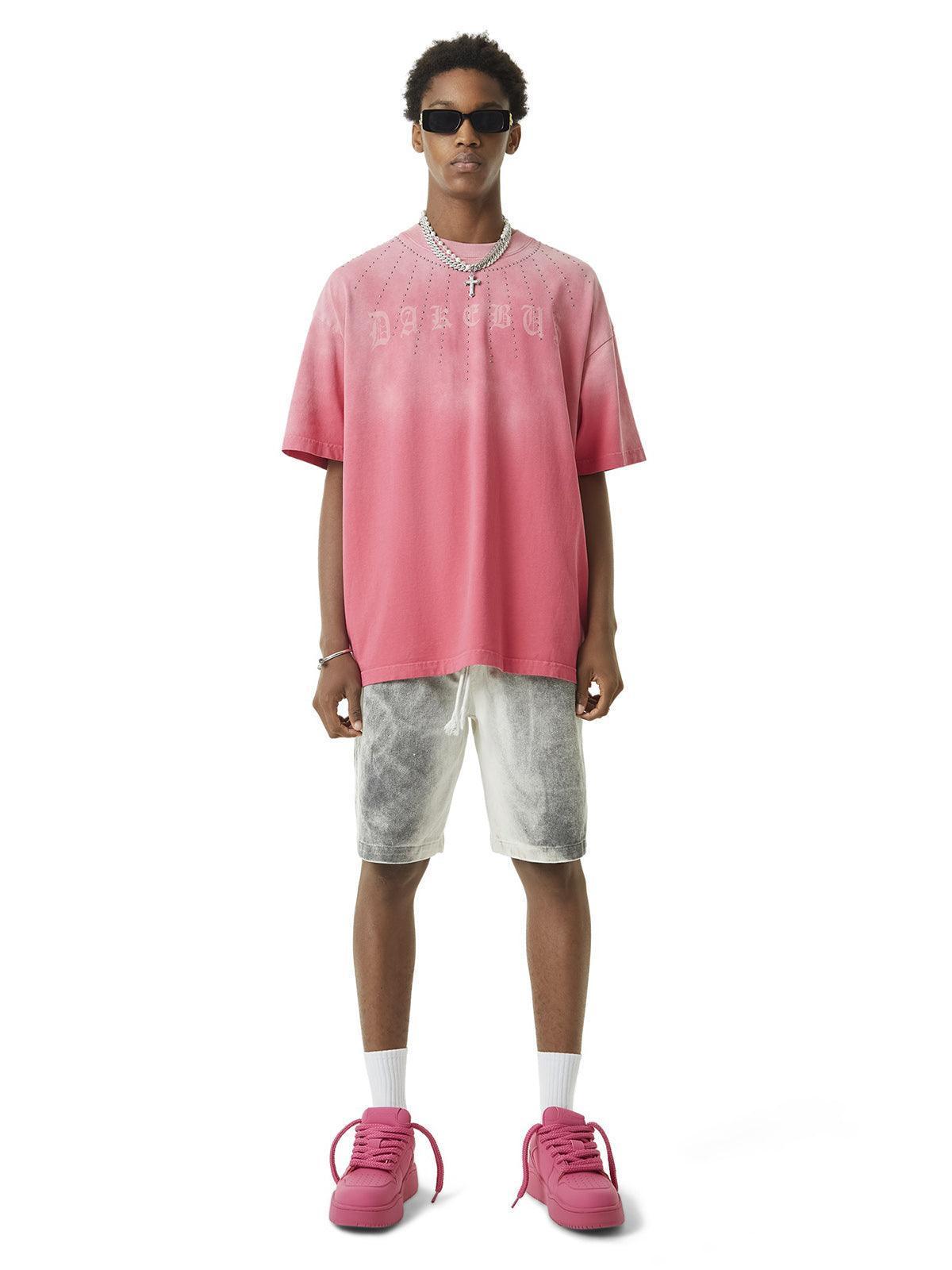 Tntwear Tie-dye Gradient Rivet Street Rap T-shirt