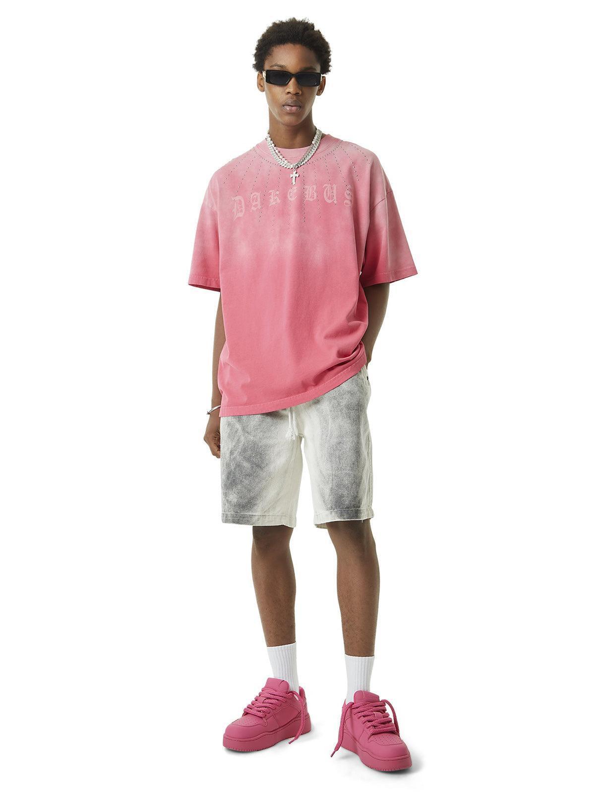 Tntwear Tie-dye Gradient Rivet Street Rap T-shirt