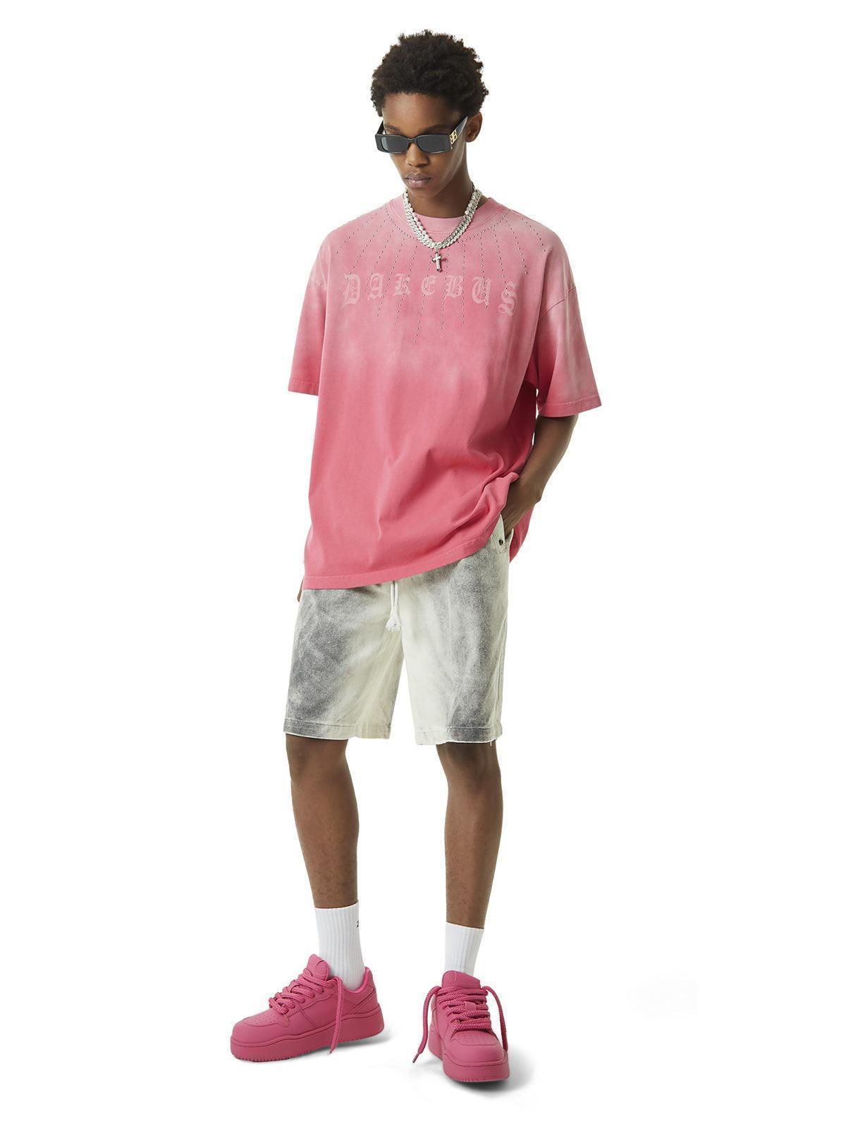 Tntwear Tie-dye Gradient Rivet Street Rap T-shirt