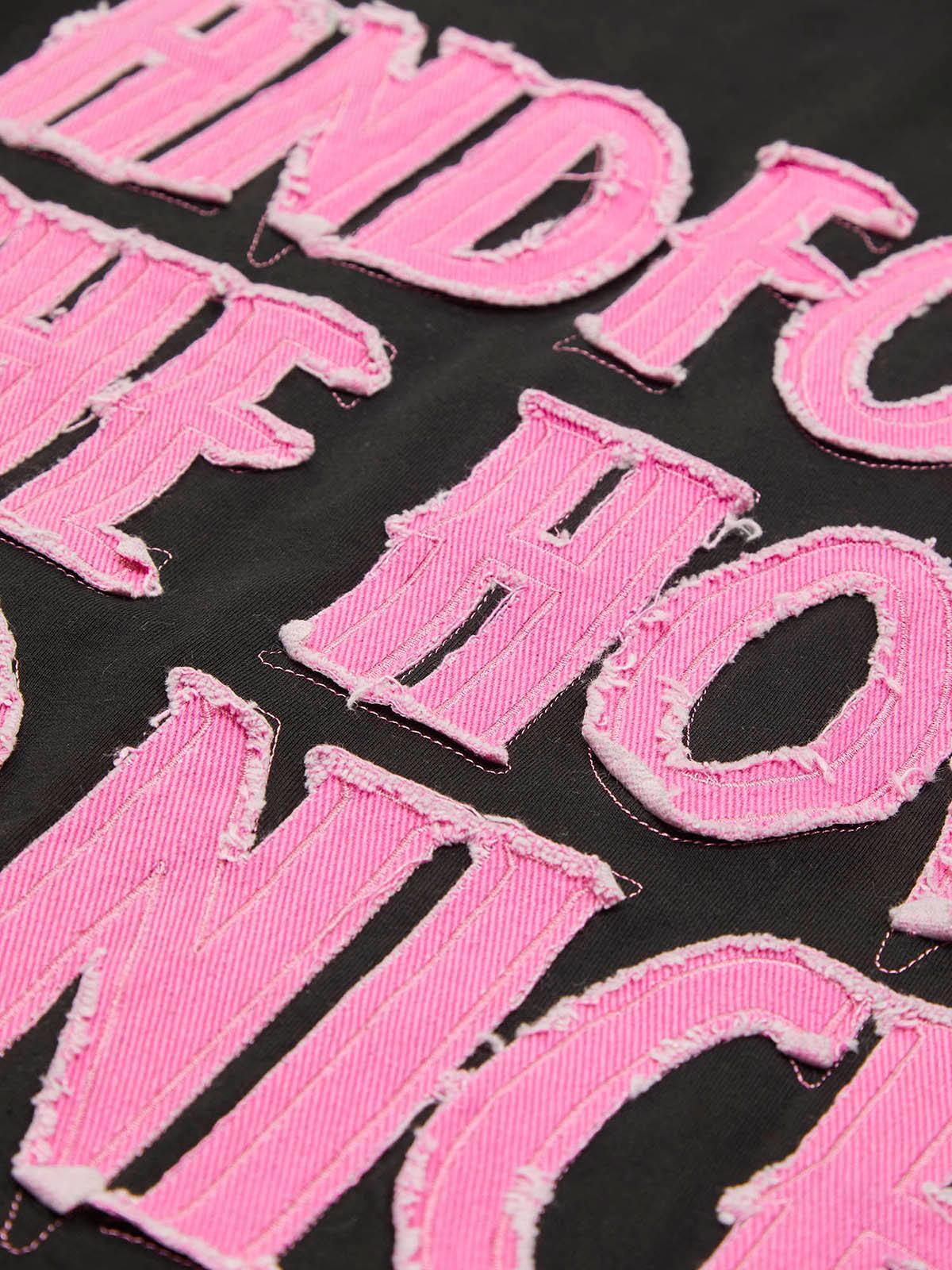 Tntwear Pink Letter Applique Street Rap T-shirt - 2145