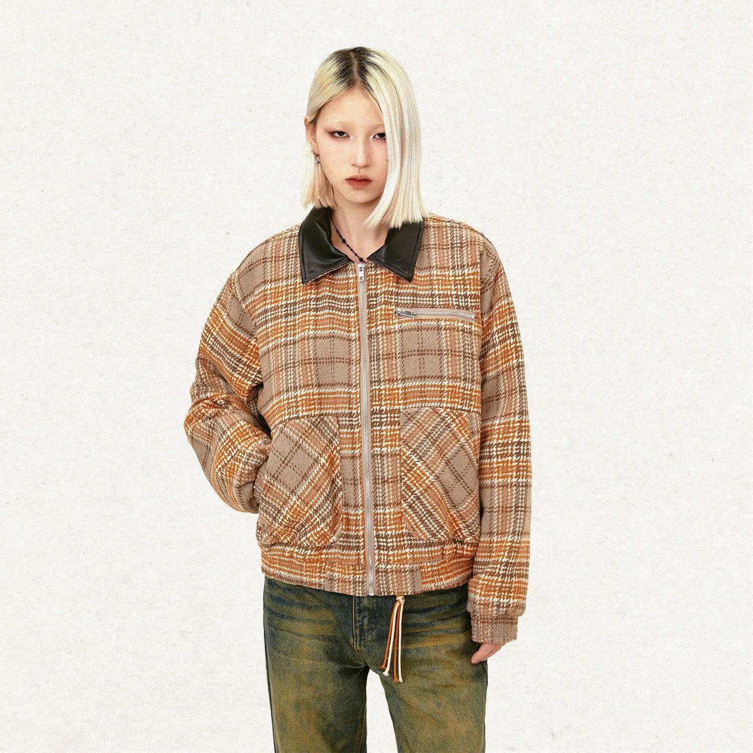 Loose Retro Plaid Striped Jacket - tntwear1