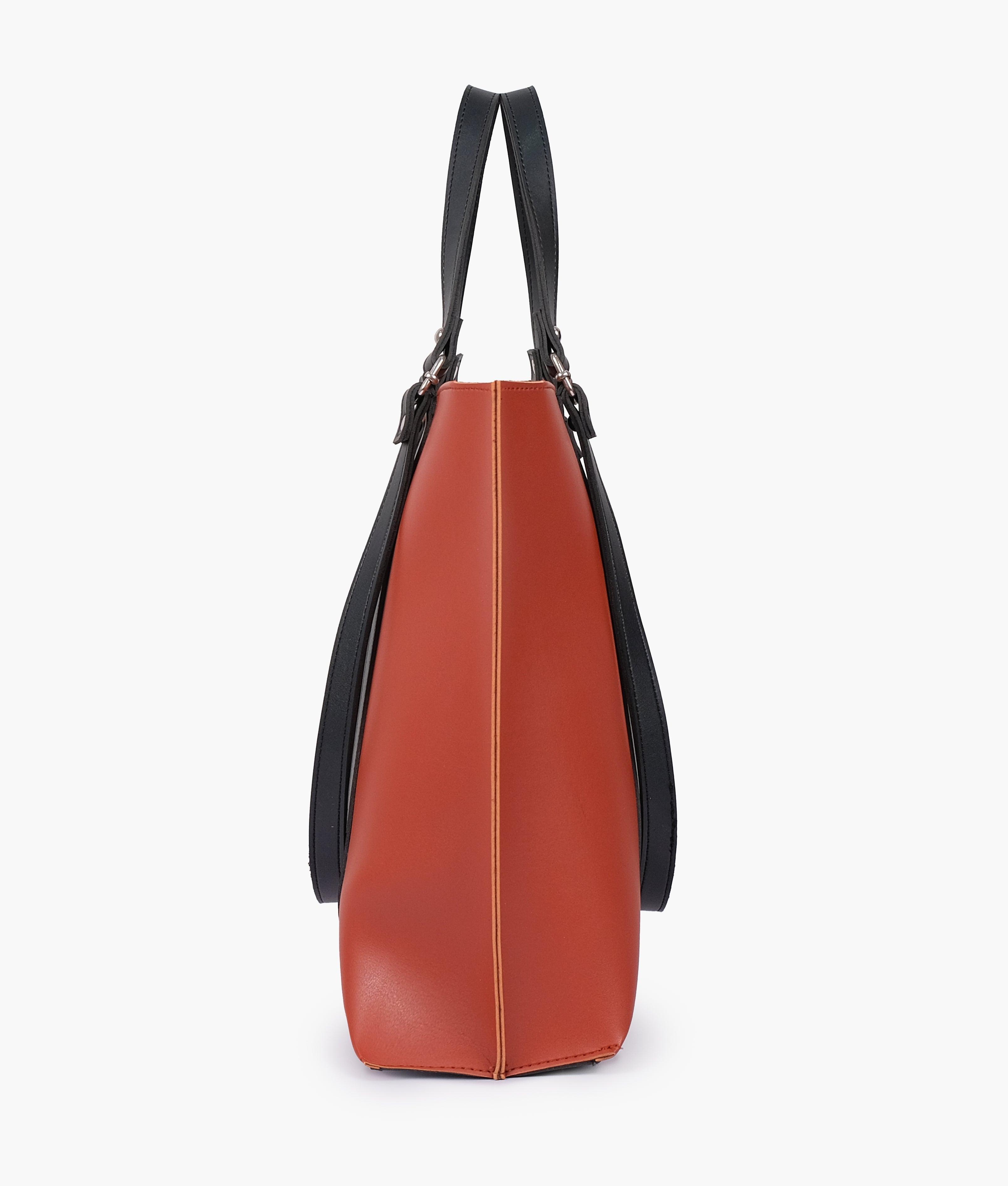 Rust and black double-handle tote bag - tntwear1