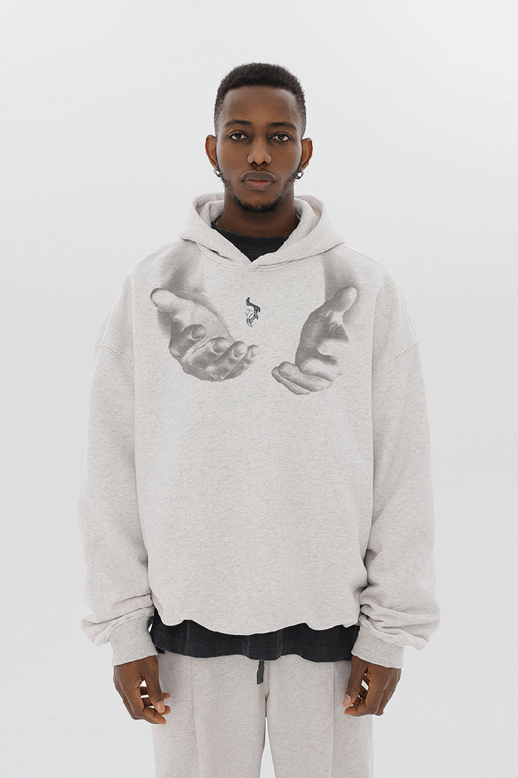 Tntwear® - Monogram Embroidered Hand Print Hoodie - 1876 - tntwear1