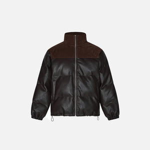 Loose Padded PU Leather Jacket - tntwear1