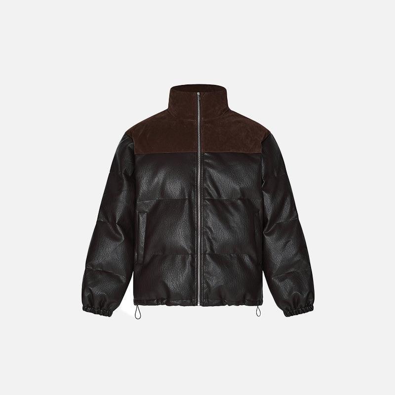Loose Padded PU Leather Jacket - tntwear1