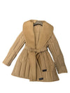 Camel Women Winter Goose Down Jacket Woolen Collar Warm Slim Belt Overcoat - tntwear1