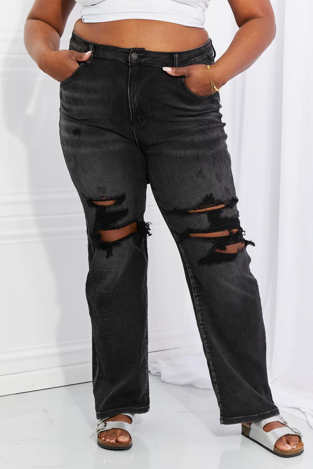RISEN Full Size Lois Distressed Loose Fit Jeans - tntwear1