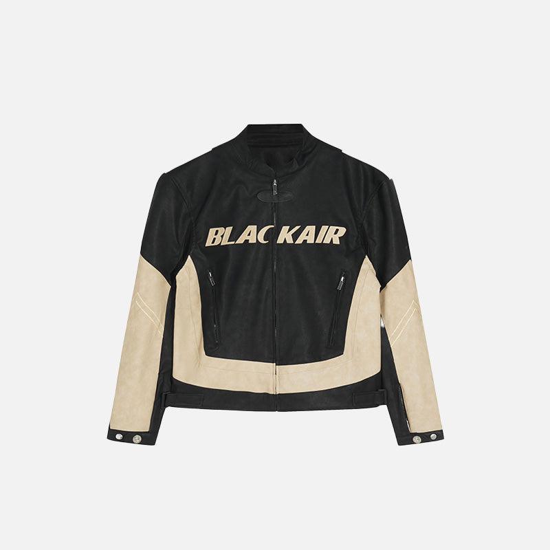 Patching Letter Black Air Leather Jacket - tntwear1
