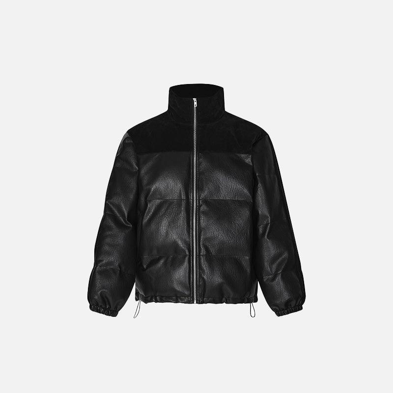 Loose Padded PU Leather Jacket - tntwear1