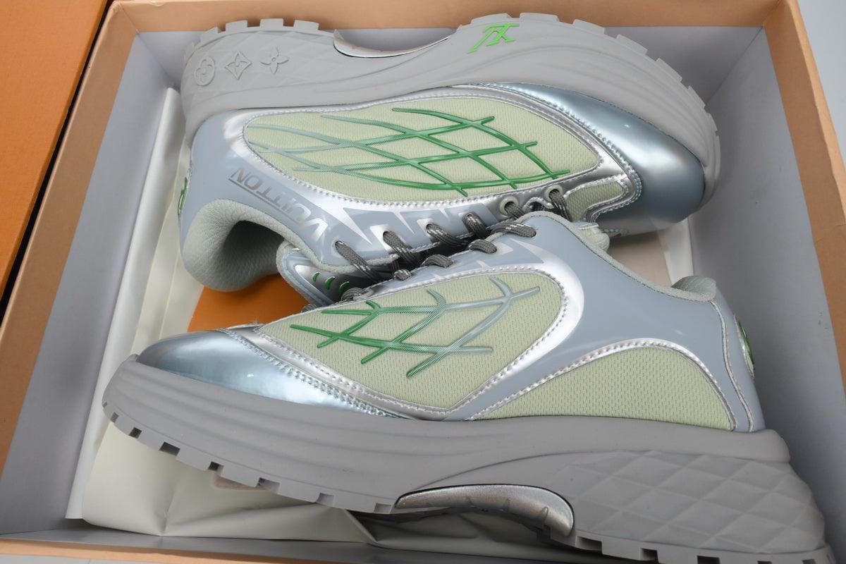 Custom LV Discovery Lace Up White Silver Green - tntwear1