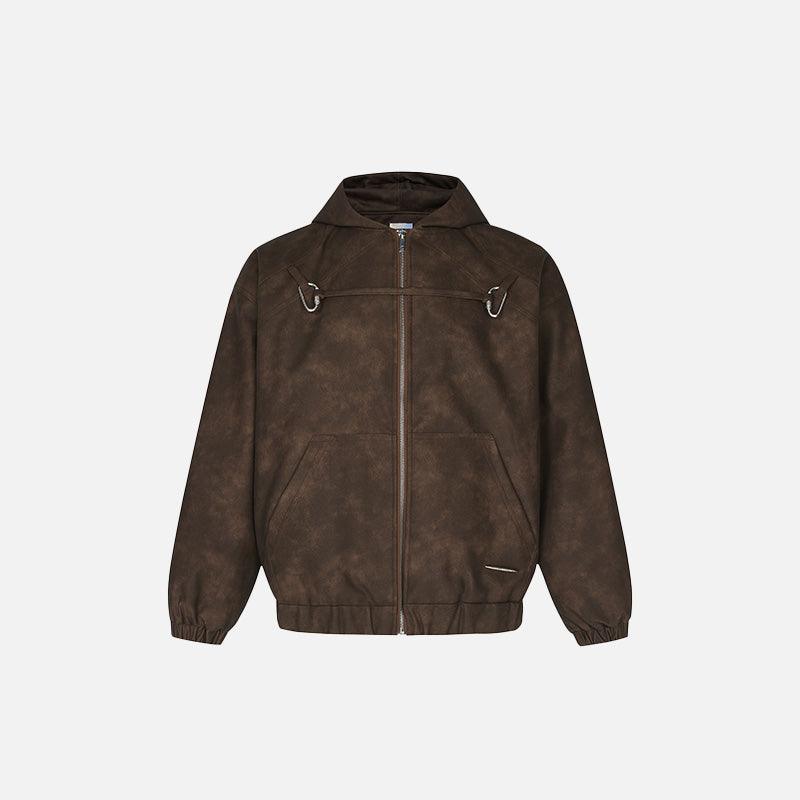 Y2k Loose padded Leather Jacket - tntwear1