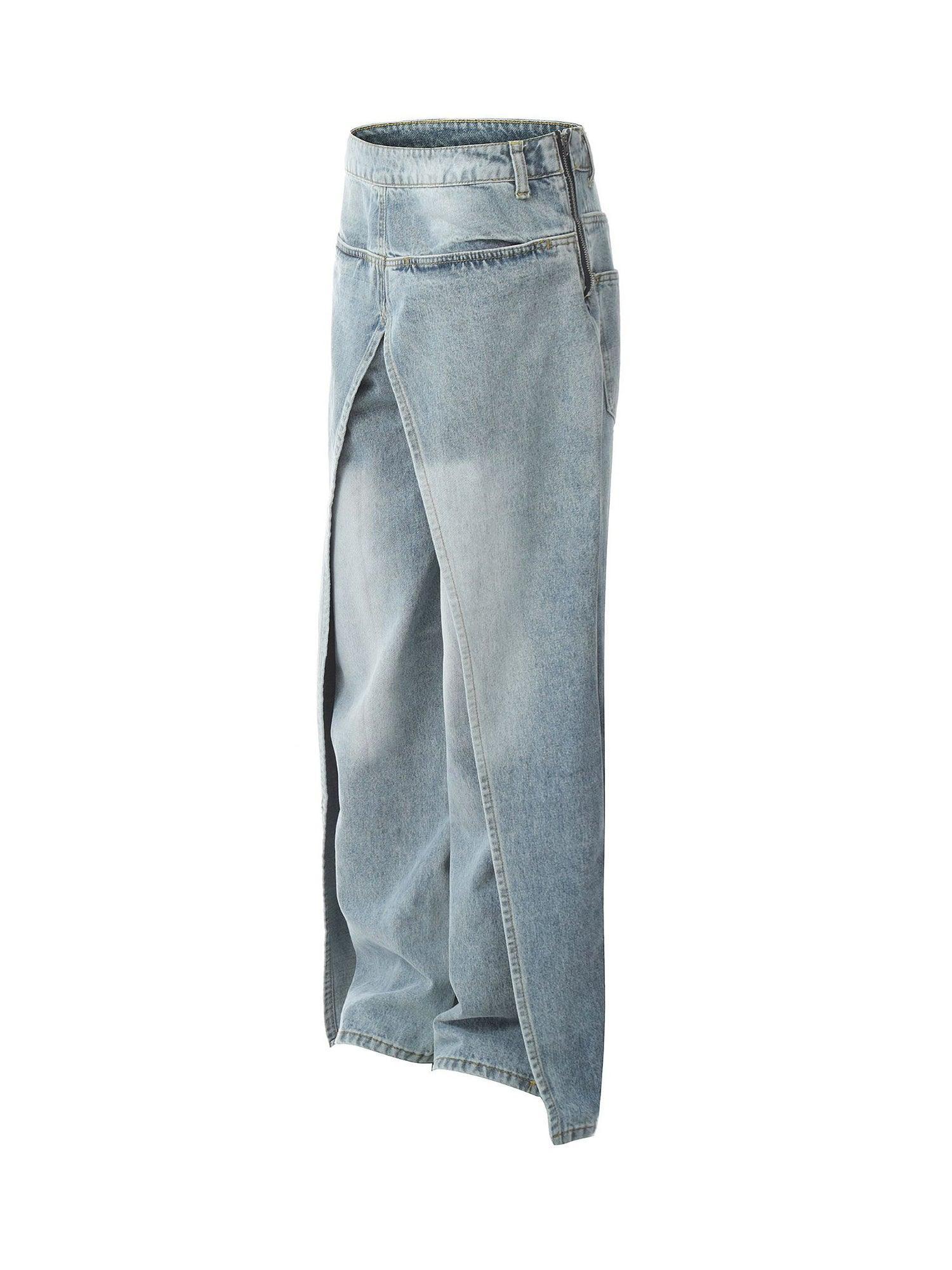 Tntwear Reverse Design Patchwork Washed Jeans - 2189 - tntwear1