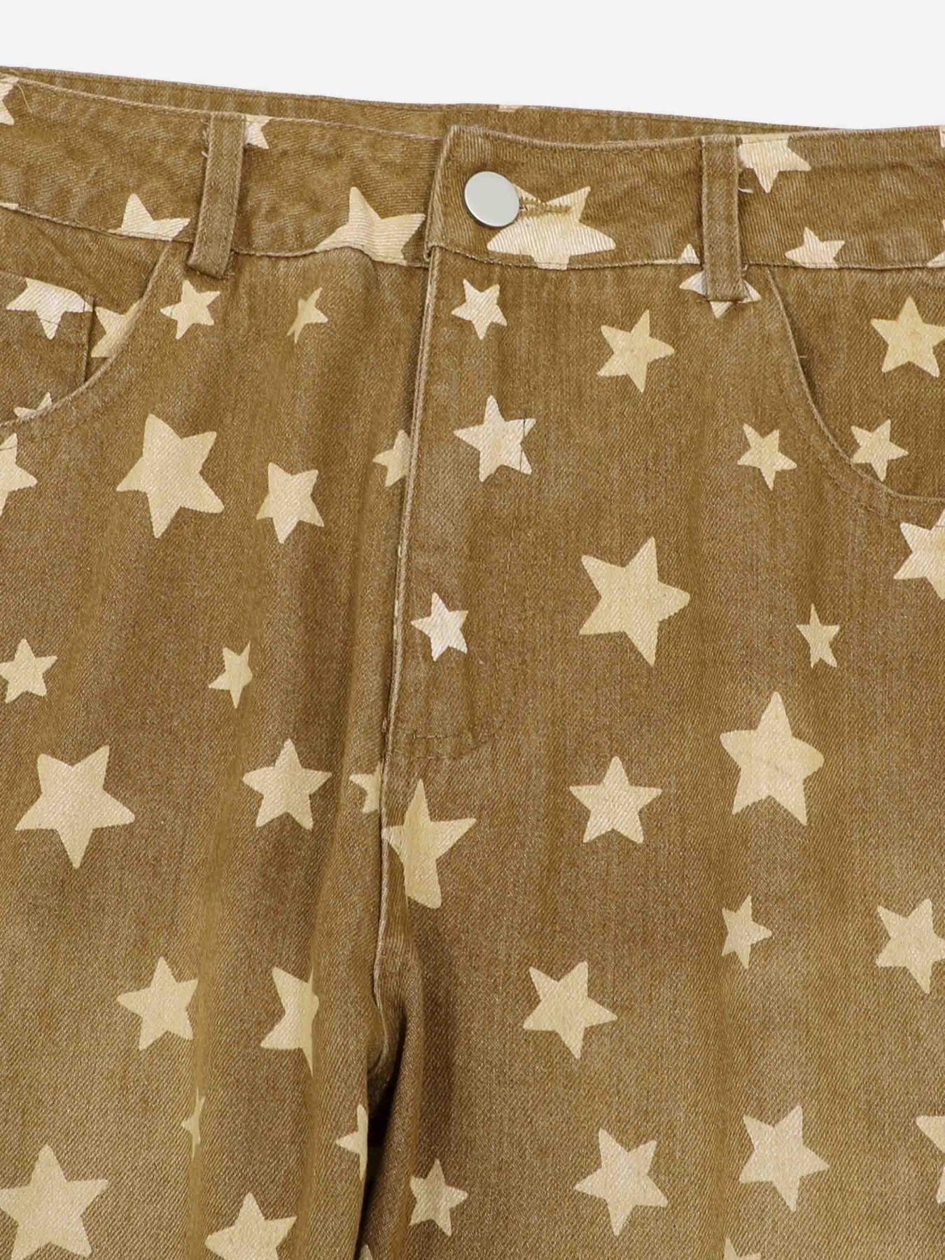 Sneakerland American Washed Star Ripped Straight Jeans - tntwear1