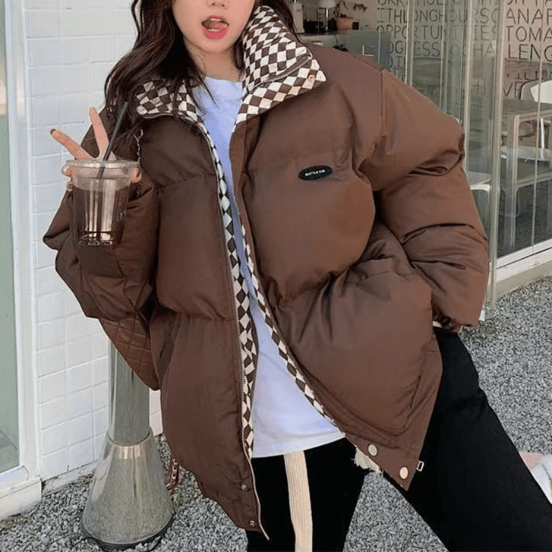 Artemis Checkered Puffer Jacket - tntwear1
