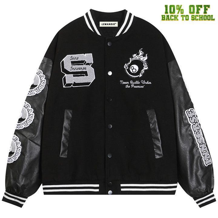 Tntwear® Unisex Varsity Jacket Eight Ball Patch - tntwear1