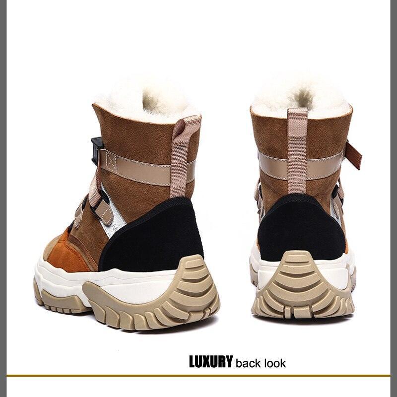 New High Top Multi Color Motorcycle Ankle Sneakers Suede Leather Casual Shoe Platform Wedge Comfortable Luxury Women Winter Boot - tntwear1