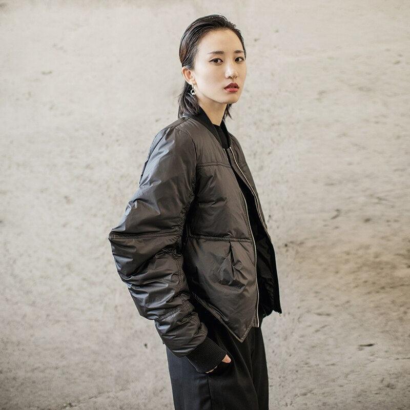 Women Down Coat Asymmetrical Black Short Down Jacket Irregular Vintage Fashion Winter Women Clothes New Fashion - tntwear1