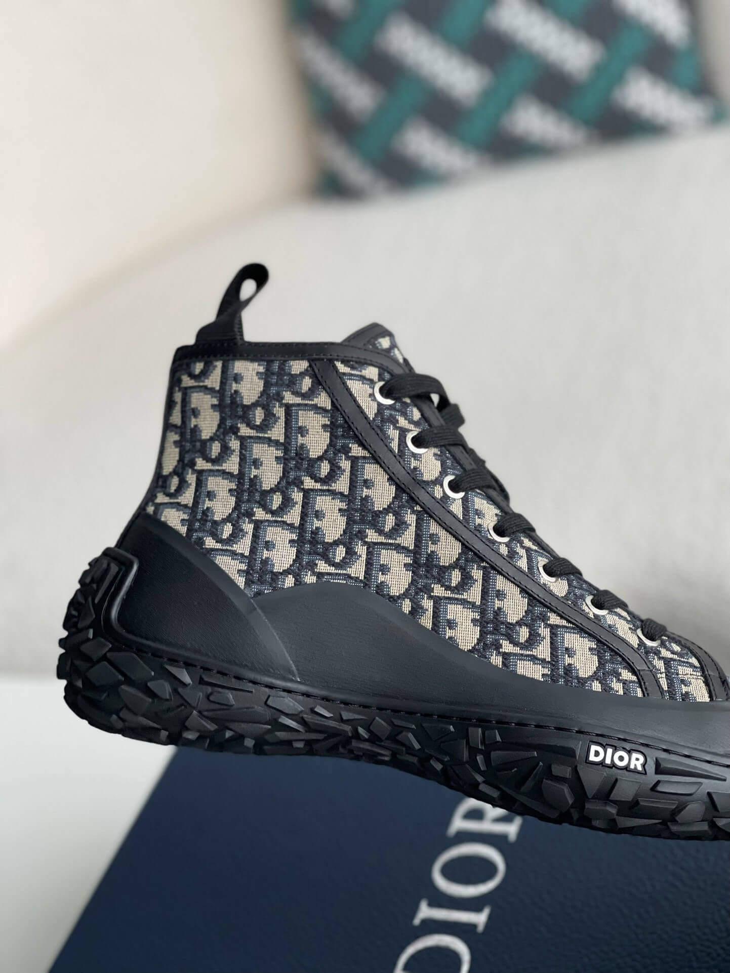 Dior B28 Black Beige Oblique High Top Trainer - tntwear1