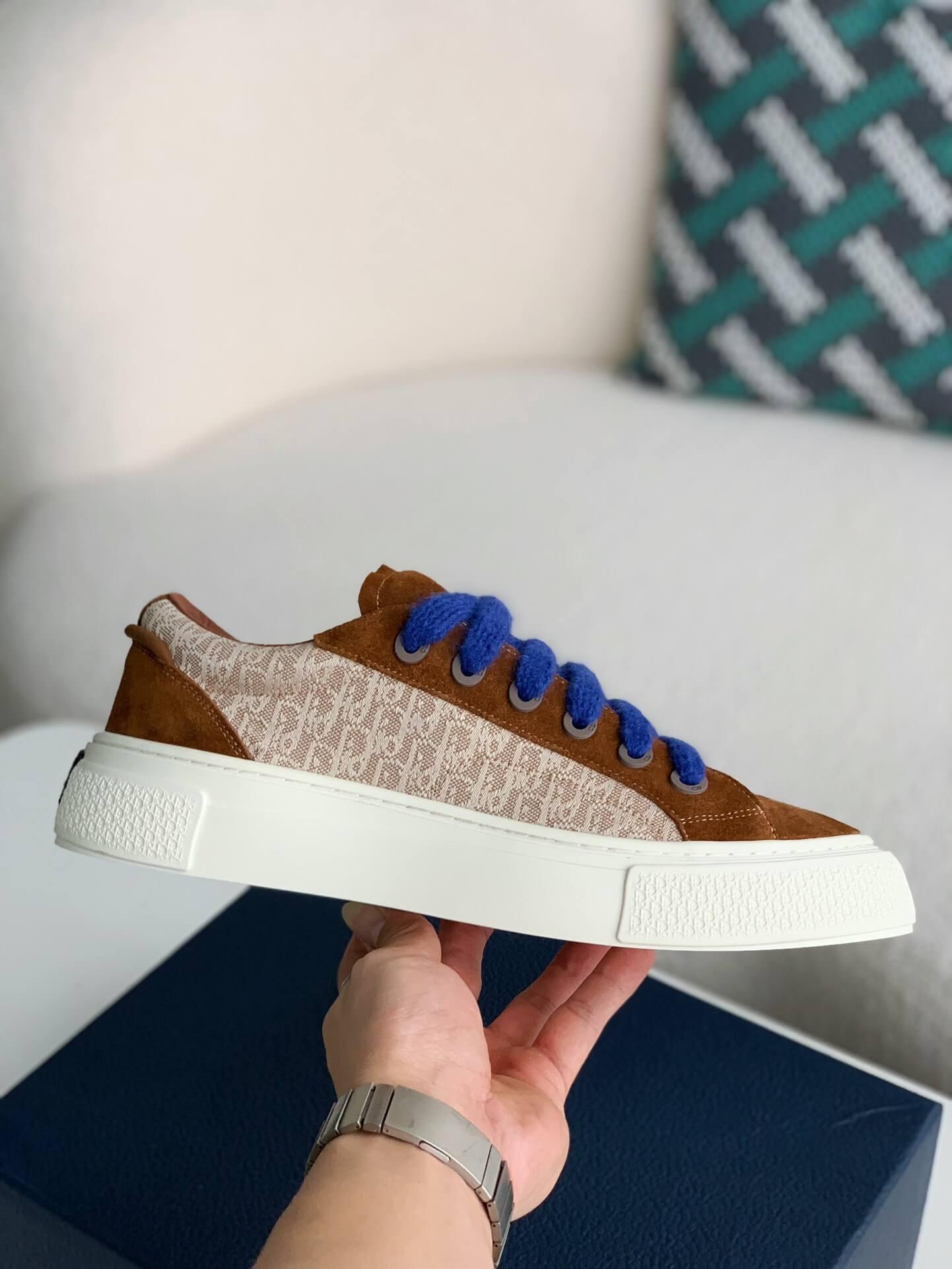 Dior B33 Cream Oblique Jacquard Brown Sneaker - tntwear1