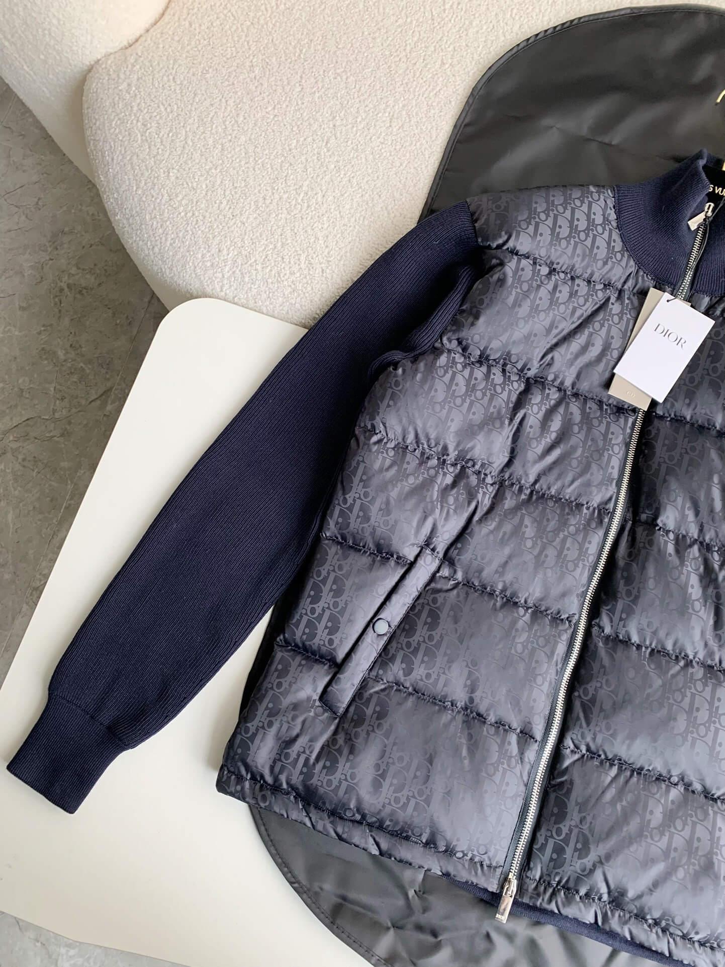 Dior Oblique Fleeced Navy Down Jacket - tntwear1