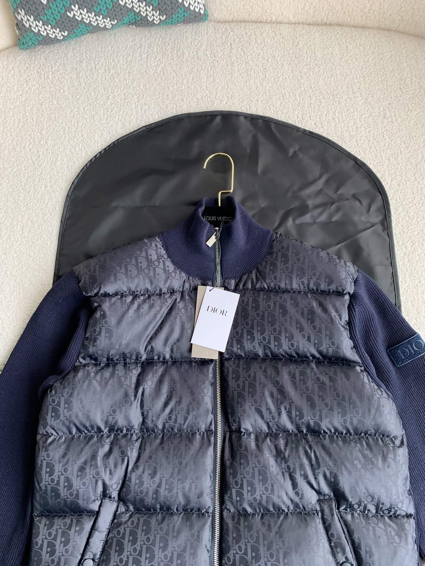 Dior Oblique Fleeced Navy Down Jacket - tntwear1