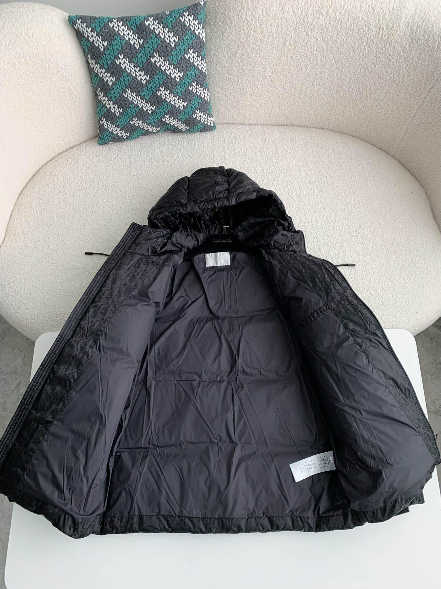 Dior Oblique Hooded Puffer Black Down Jacket - tntwear1