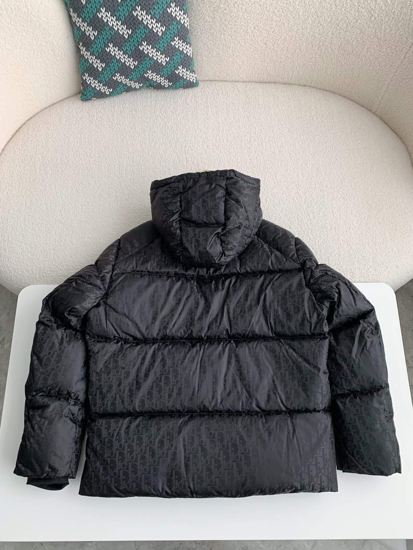 Dior Oblique Hooded Puffer Black Down Jacket - tntwear1