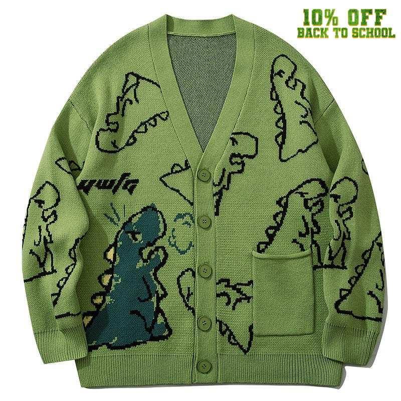 Jacquard Cardigan Sweater Full Dinosaur - tntwear1