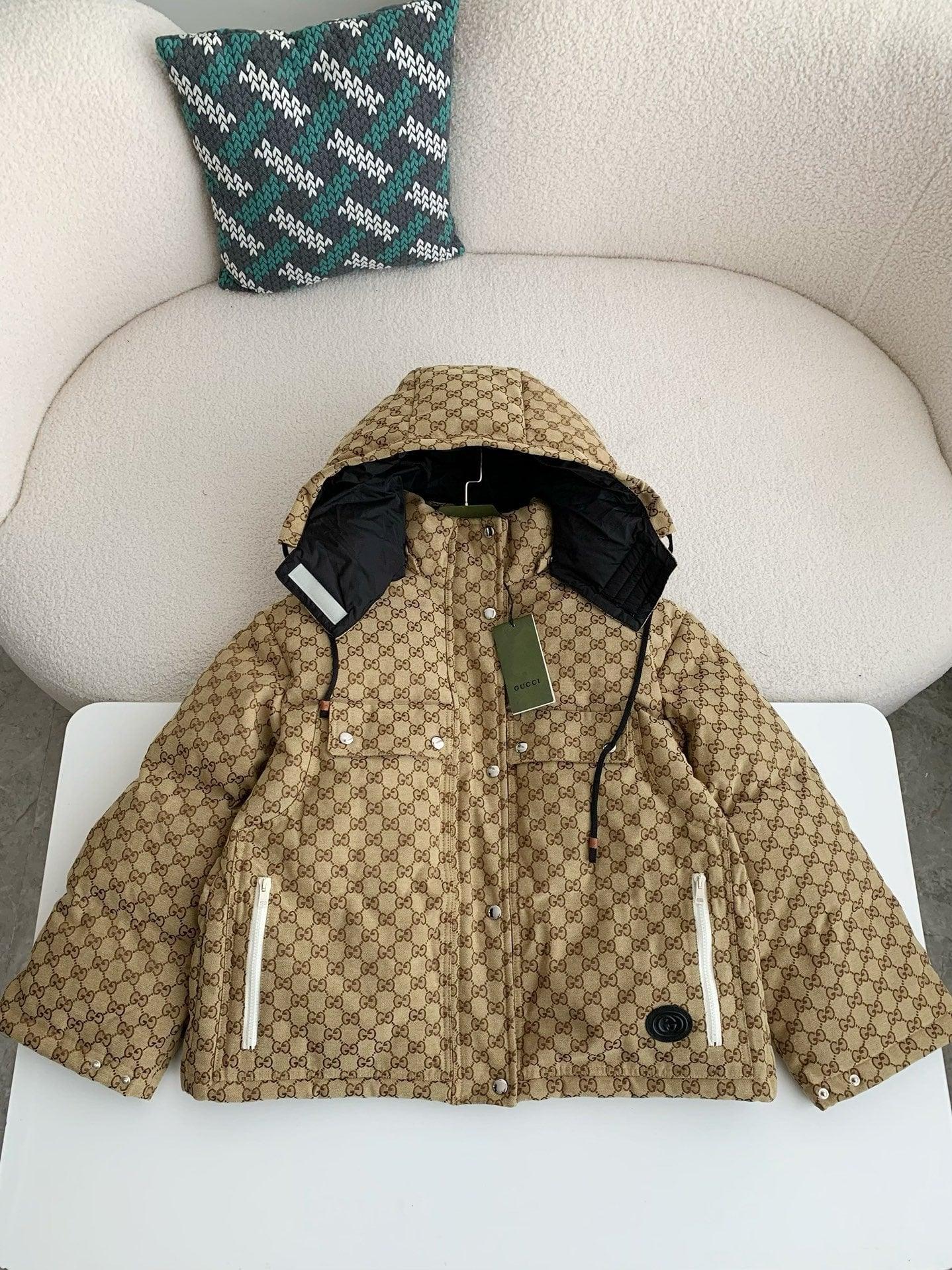 Gucci GG Camel & Ebony Jacquard Hooded Jacket