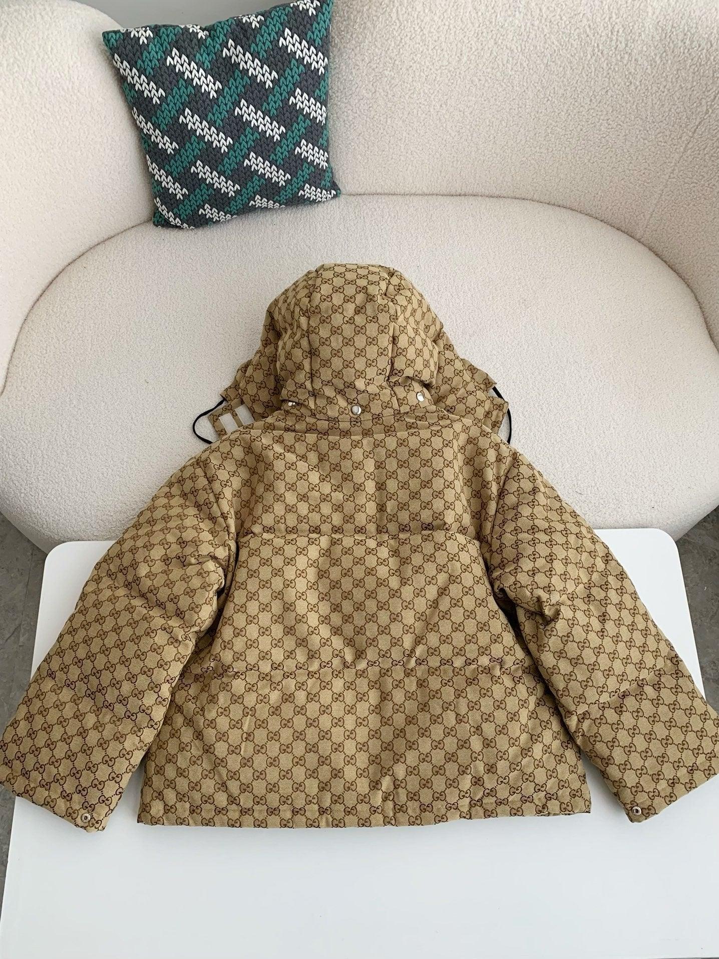 Gucci GG Camel & Ebony Jacquard Hooded Jacket