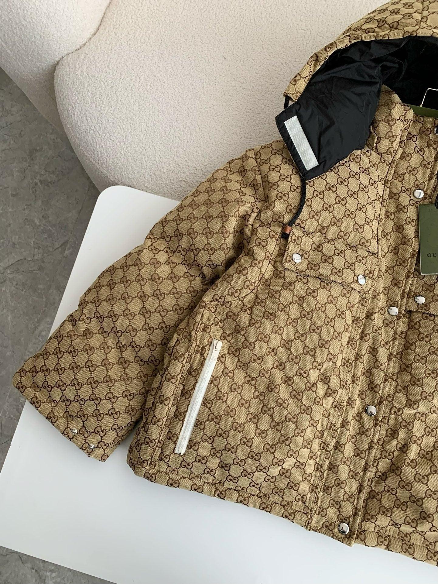 Gucci GG Camel & Ebony Jacquard Hooded Jacket