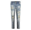 Checkered Patch Denim - Washed Blue - tntwear1