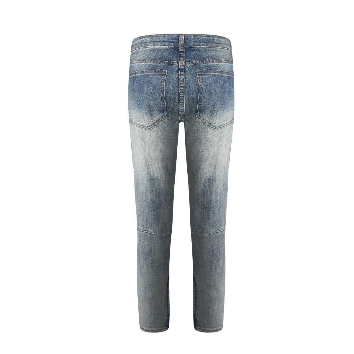 Checkered Patch Denim - Washed Blue - tntwear1