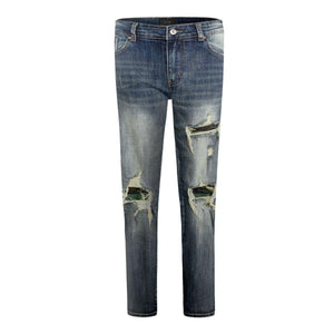 Distressed Dirty Washed Denim w/ Camo Patch Details - tntwear1