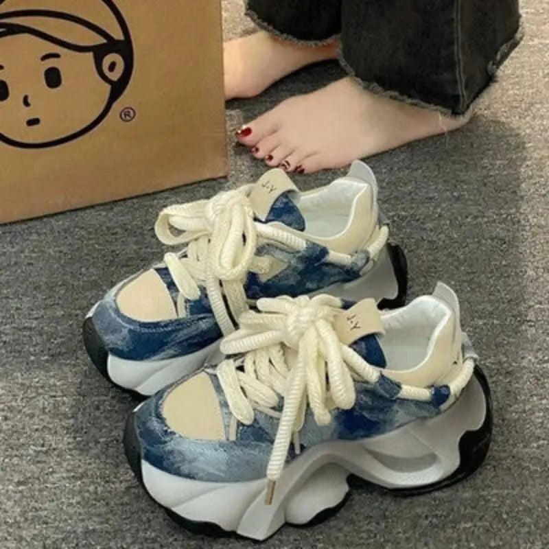 Invista Denim Chunky Sneakers - tntwear1