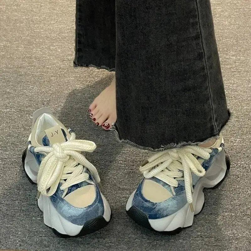 Invista Denim Chunky Sneakers - tntwear1