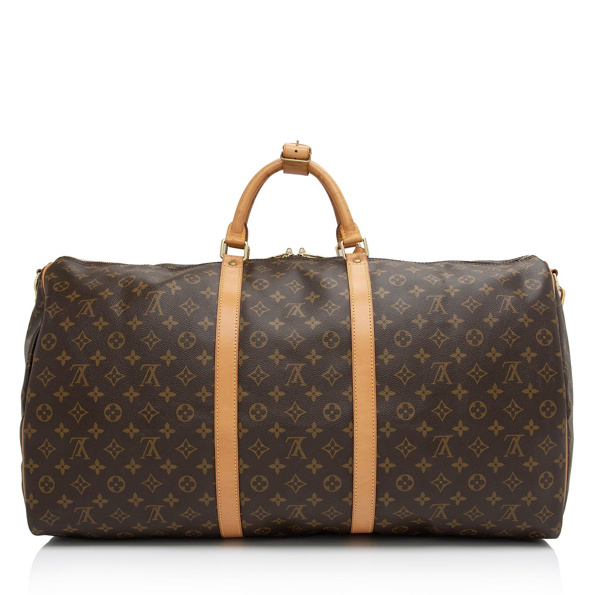 Louis Vuitton Vintage Monogram Canvas Keepall Bandouliere 60 Duffle Bag - tntwear1