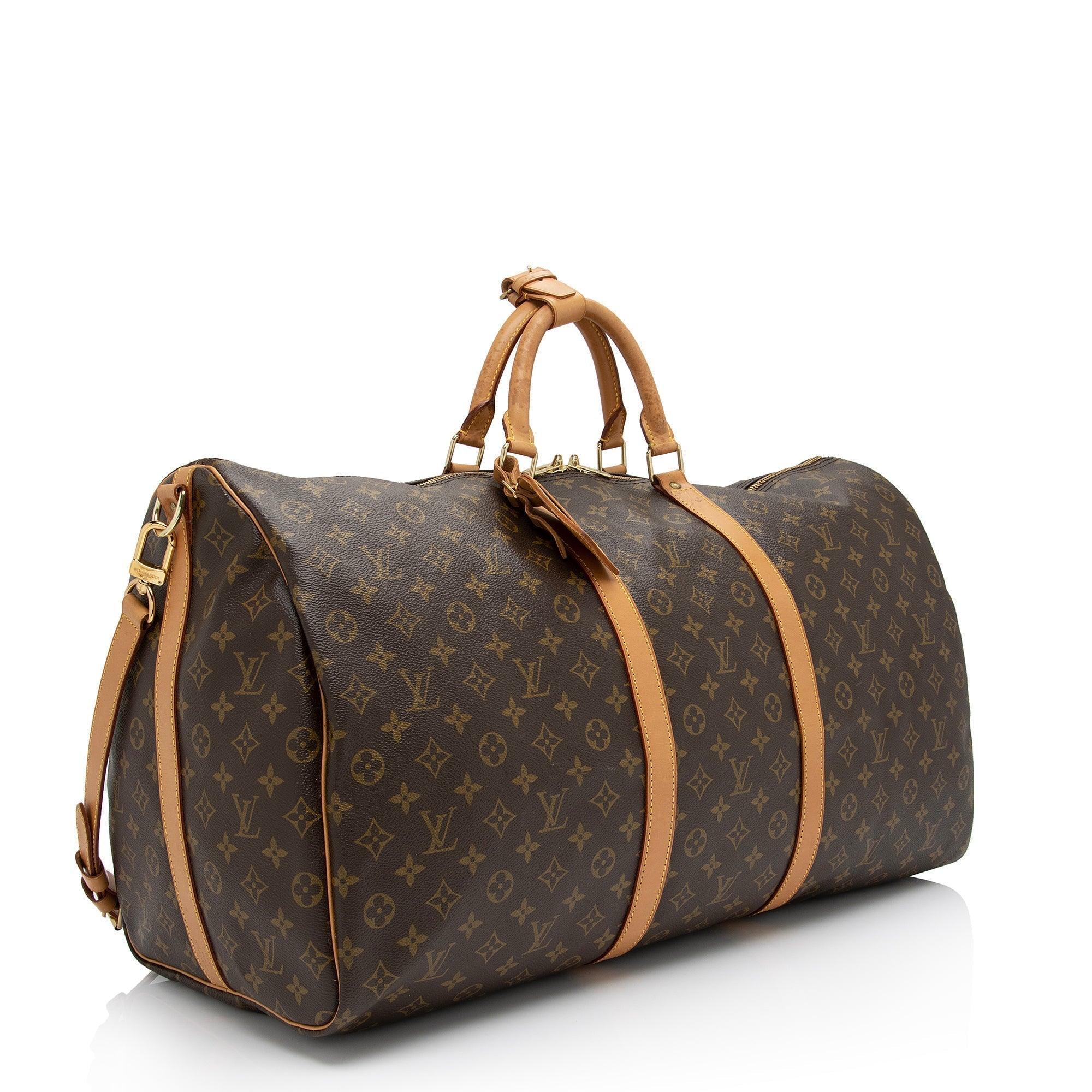 Louis Vuitton Vintage Monogram Canvas Keepall Bandouliere 60 Duffle Bag - tntwear1