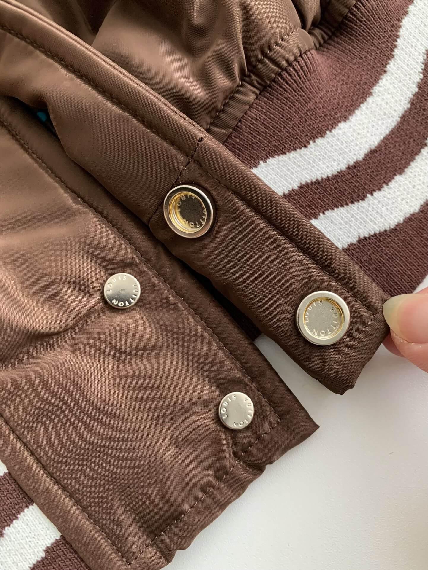 LV Embroidered Brown Varsity Jacket - tntwear1