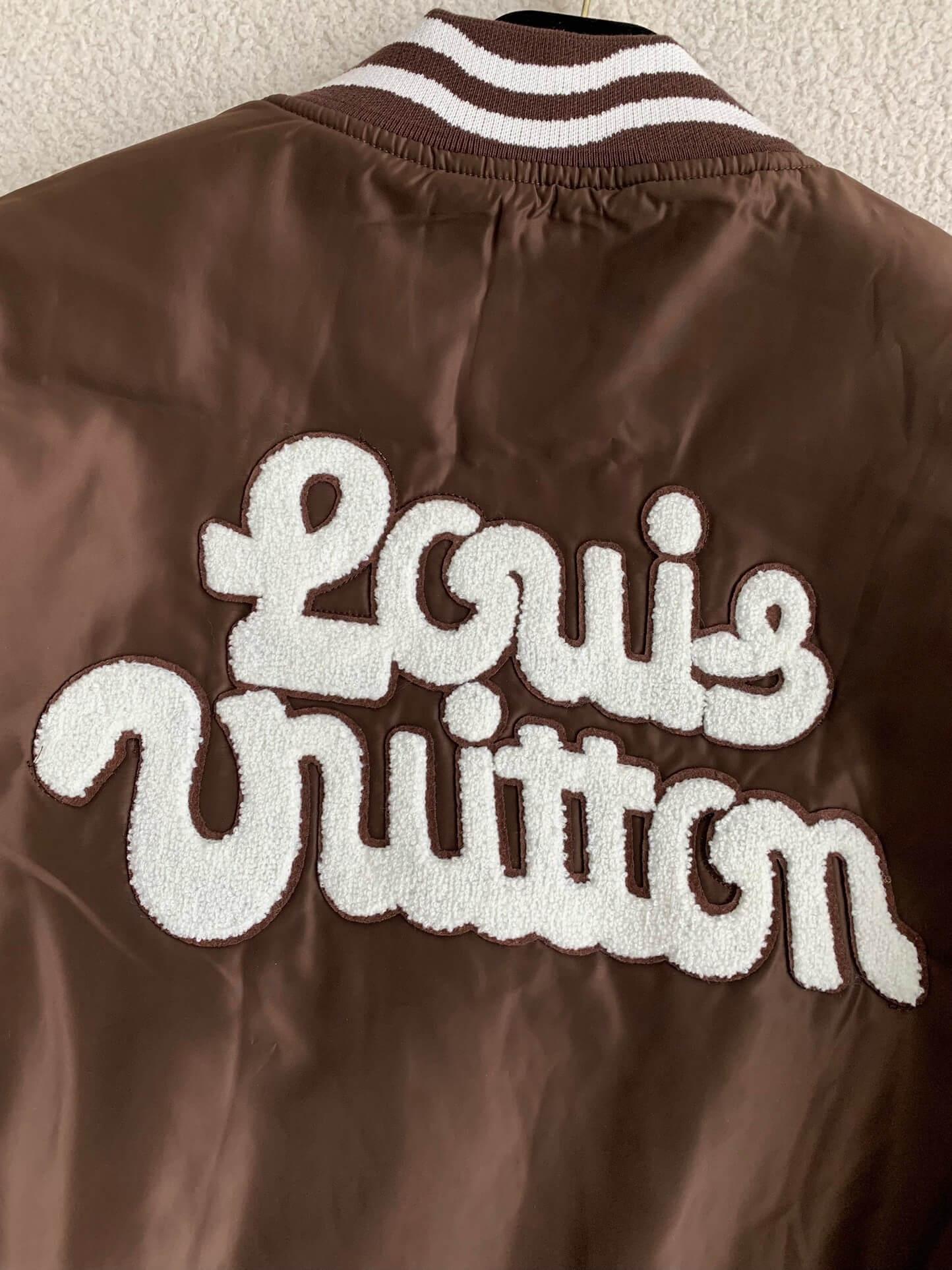 LV Embroidered Brown Varsity Jacket - tntwear1