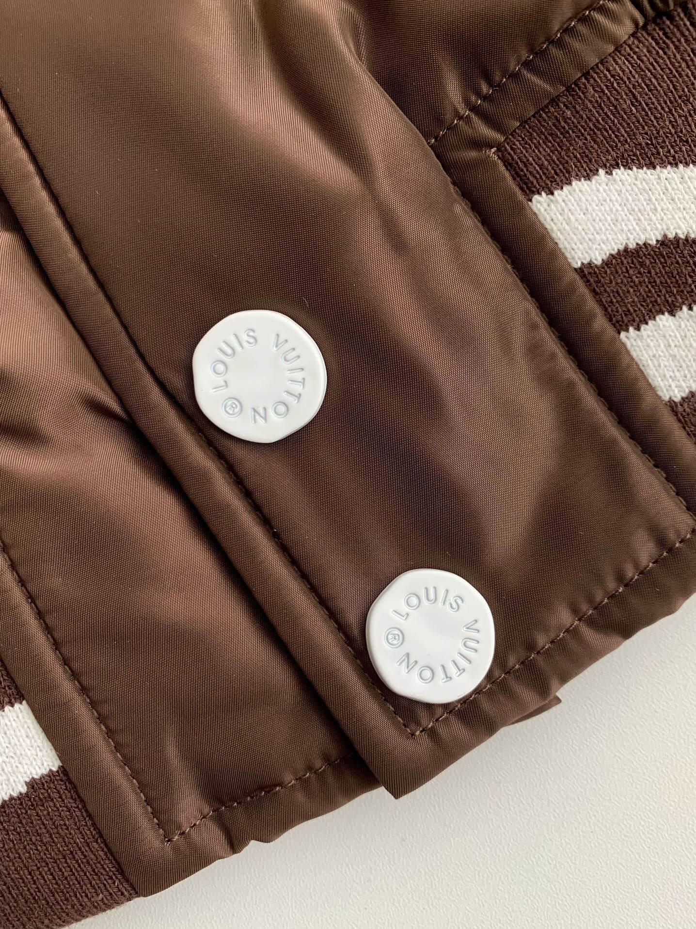 LV Embroidered Brown Varsity Jacket - tntwear1