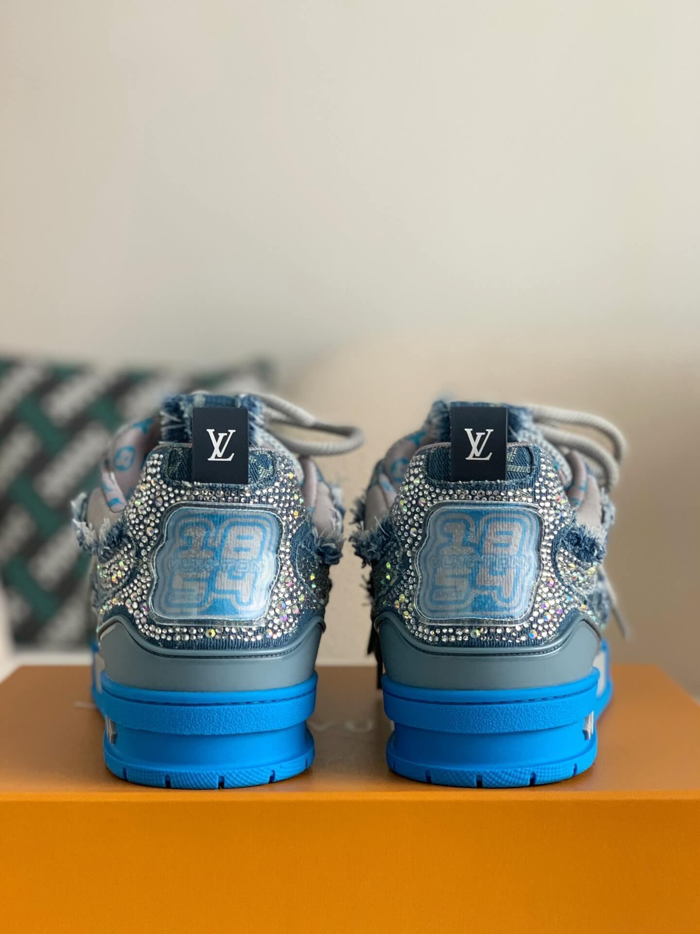 LV Skate Trainer Swarovski Crystals Blue Sneakers - tntwear1