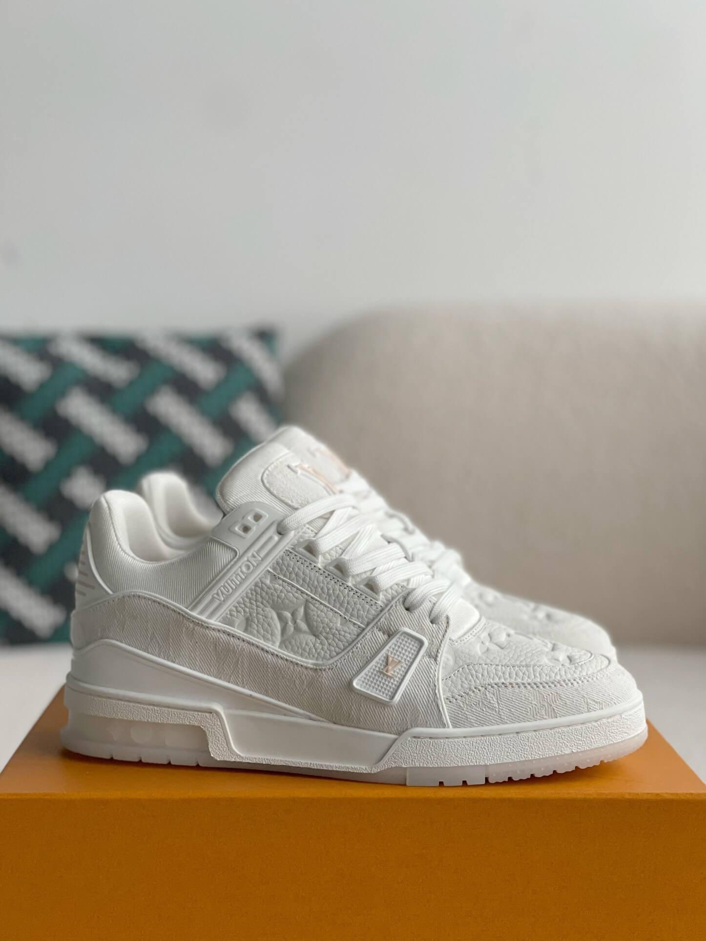 LV Trainer Monogram White Denim Sneaker - tntwear1