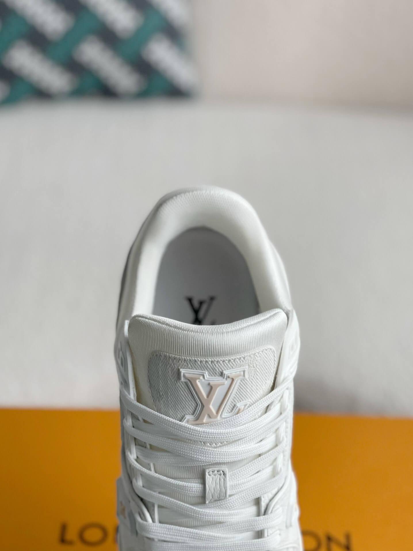 LV Trainer Monogram White Denim Sneaker - tntwear1