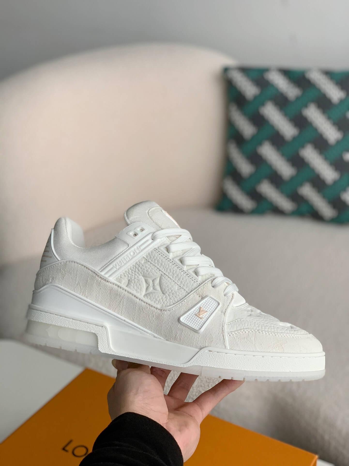LV Trainer Monogram White Denim Sneaker - tntwear1