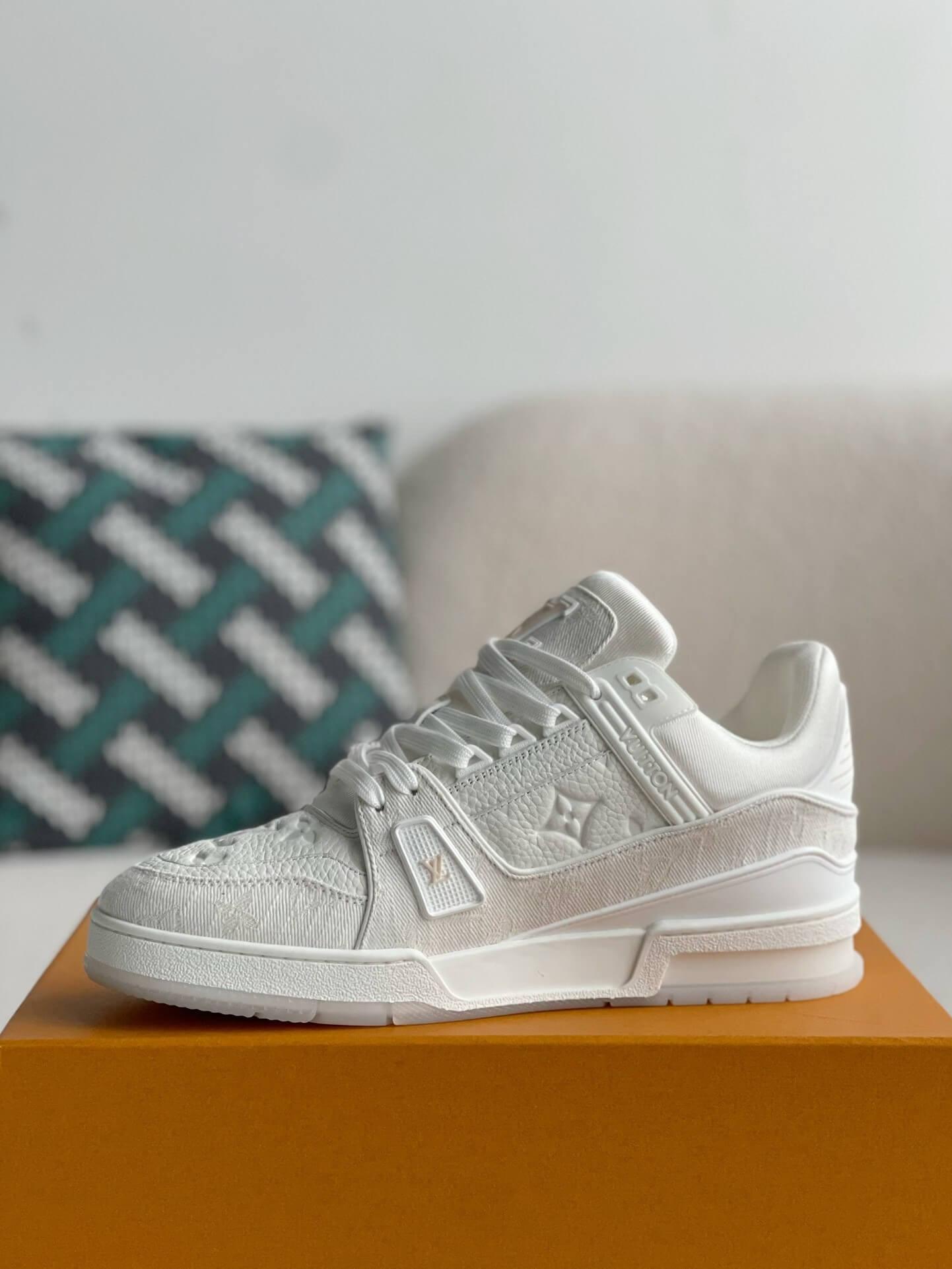LV Trainer Monogram White Denim Sneaker - tntwear1