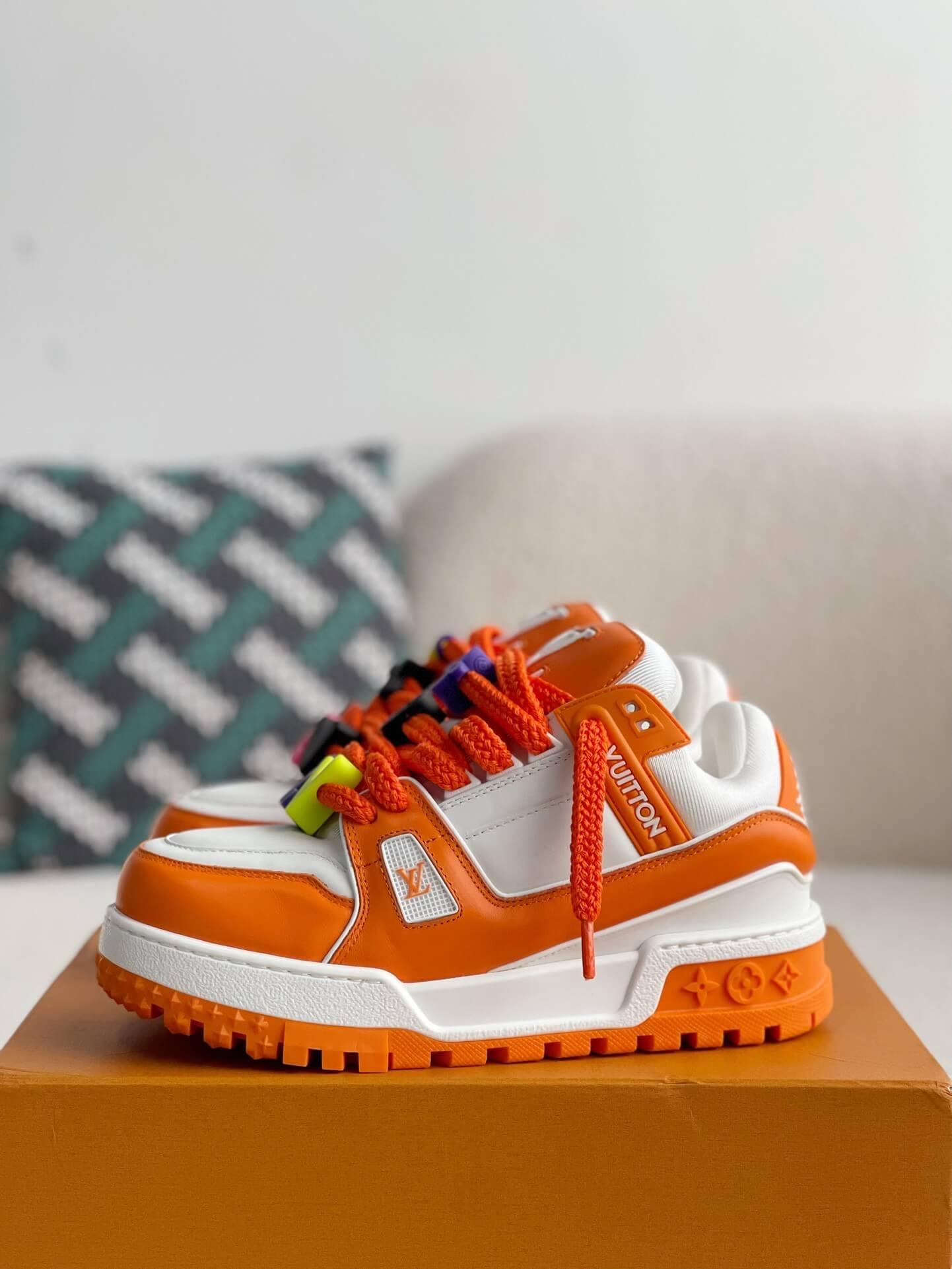 LV Trainer White Orange Maxi Sneaker - tntwear1