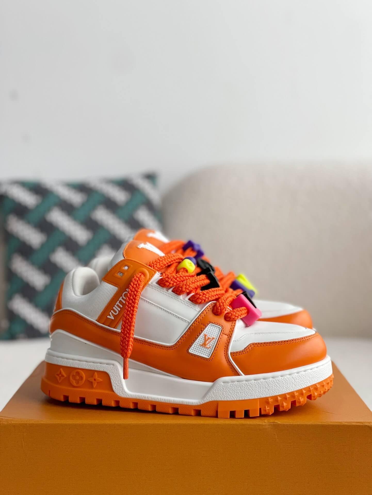 LV Trainer White Orange Maxi Sneaker - tntwear1