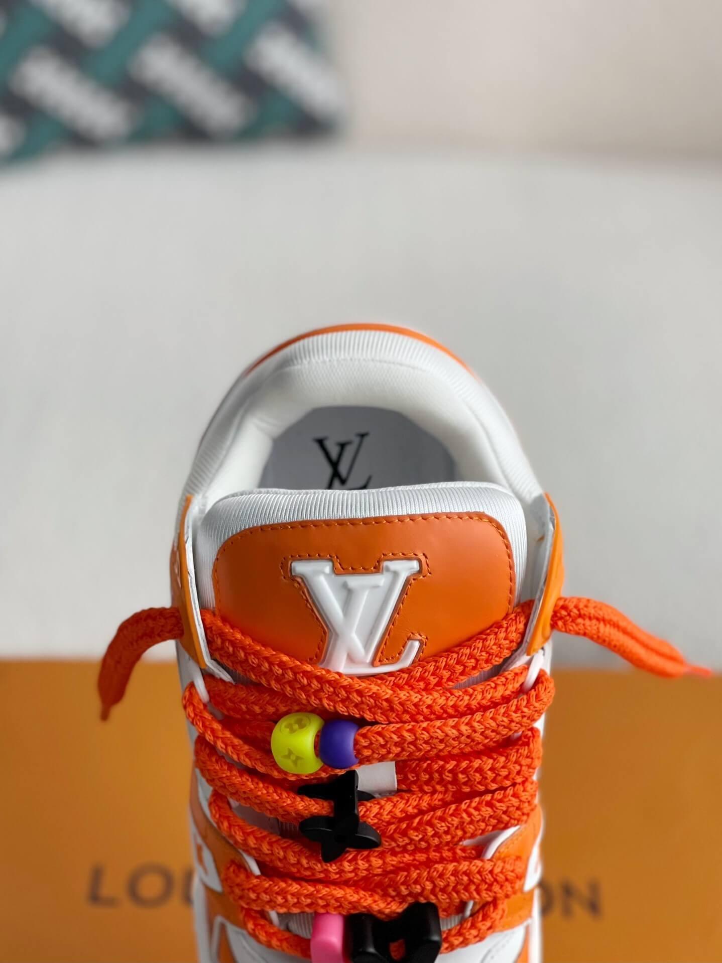 LV Trainer White Orange Maxi Sneaker - tntwear1